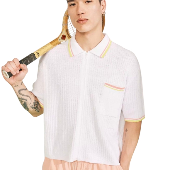 Urban Outfitters Other - UO Standard Cloth Nautical Short Sleeve Zip Polo Sweater Sz S